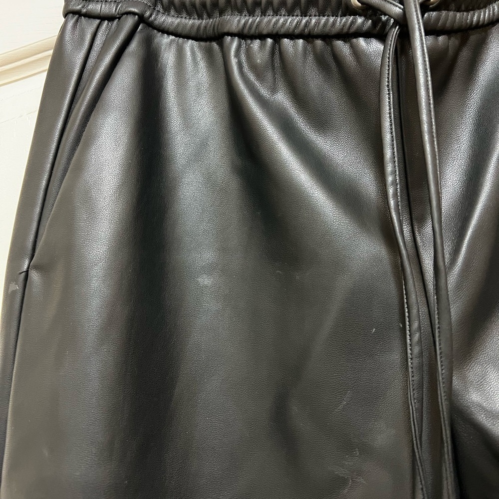 Banana Republic Vegan Leather Joggers, Black, size small. - Picture 5 of 5